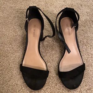 Open toed black heels